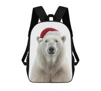 sinyumoney Polar Bear with Christmas Santa Hat Zaini Casual Per Bambini, Borse Scolastiche Per Ragazzi E Ragazze, Zaini Per Libri, Zaini 17inch