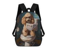 sinyumoney Poodle Reading Newspaper on Toilet-6 Zaino scolastico stampato 3D per bambini, stile casual e alla moda, ideale per viaggi e studio., Stile-15., 17"