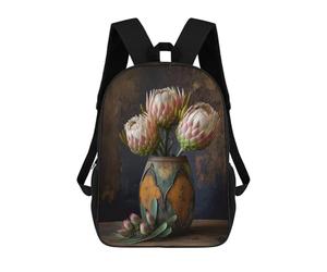 sinyumoney Protea Bouquet in A Jar Zaino Scolastico Per Bambini, Borsa Scolastica Stampata in 3D Per Ragazzi, Studenti Delle Scuole Elementari E Medie 17inch