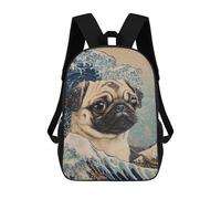 sinyumoney Pug Pirate Costume Painting-1 Zaino Scuola Stampato 3D Per Bambini, Borsa Da Scuola Moda E Casual Per Ragazzi Studenti Della Scuola Elementari E Del College, Stile 2., 17"