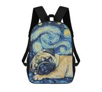 sinyumoney Pug Puppy Sleeping Night Zaino Scolastico Stampato in 3D Zaino Scolastico Per Bambini Zaini Scolastici Zaini Da Viaggio Borsa Casual Alla Moda Per Bambini Studenti Scolastici 17inch