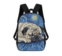 sinyumoney Pug Sleeping Starry Night Painting Zaino Scolastico Stampato in 3D, Borse Scolastiche Per Ragazzi E Ragazze, Zaino Per Laptop Per Bambini/studenti/adulti 17inch