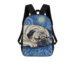 sinyumoney Pug Sleeping Starry Night Painting Zaino Scolastico Stampato in 3D, Borse Scolastiche Per Ragazzi E Ragazze, Zaino Per Laptop Per Bambini/studenti/adulti 17inch