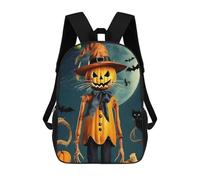 sinyumoney Pumpkin Scarecrow Halloween Zaino Scolastico Per Bambini, Borsa Scolastica Stampata in 3D Per Ragazzi, Studenti Delle Scuole Elementari E Medie 17inch