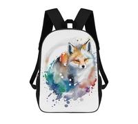 sinyumoney Puppy Astronaut Zaino Bambino Alla Moda E Divertente, Zaino Per Ragazzi E Adolescenti, Borsa Da Scuola Stampa 3D Per Ragazzi, Watercolor Fox, 17"