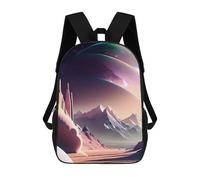 sinyumoney Purple Energy Zaino Scuola Per Ragazze E Ragazzi Con Tasca Zaino Alla Moda Per Bambini, Big Moon Fantasy Planet, 17"