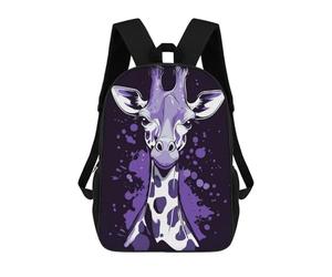 sinyumoney Purple Giraffe Portrait Zaino Scolastico Per Bambini, Borsa Scolastica Stampata in 3D Per Ragazzi, Studenti Delle Scuole Elementari E Medie 17inch