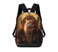 sinyumoney Queen Orange Cat Throne Zaino Scolastico Stampato in 3D Zaino Scolastico Per Bambini Zaini Scolastici Zaini Da Viaggio Borsa Casual Alla Moda Per Bambini Studenti Scolastici 17inch