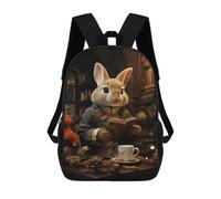 sinyumoney Rabbit Drinking Tea Zaino Scolastico Per Bambini Stampato in 3D, Zaini Da Viaggio Ad Alta Capacità, Borse Per Libri, Zaini Scolastici Per Bambini 17inch