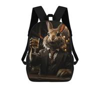 sinyumoney Rabbit Drinking Whiskey Zaini, Zaino Per Bambini, Borsa Scolastica Per Studenti, Zaini Da Viaggio Stampati in 3D, Zaino Accessorio Moda, Zaini Impermeabili Per Bambini 17inch