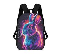 sinyumoney Rabbit Neon Animal Zaino Scolastico Per Bambini, Stampato in 3D, Borsa Scolastica Alla Moda, Borsa Scolastica Casual Per Ragazzi, Studenti Delle Scuole Elementari E Medie 17inch