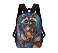 sinyumoney Raccoon Oil Painting Zaino Scolastico Stampato in 3D, Borse Scolastiche Per Ragazzi E Ragazze, Zaino Per Laptop Per Bambini/studenti/adulti 17inch