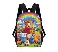 sinyumoney Rainbow Animal Gathering -1 Zaino Scolastico Zaino Per Bambini Borsa Scolastica Di Grande Capacità Zaino Per Bambini Per La Scuola Zaino 3D Borsa Per Libri Regali Per Bambini 17inch