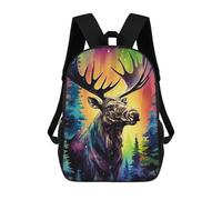 sinyumoney Rainbow Moose in Forest Zaino Scolastico Per Bambini Stampato in 3D, Zaini Da Viaggio Ad Alta Capacità, Borse Per Libri, Zaini Scolastici Per Bambini 17inch