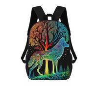 sinyumoney Rainbow Wolf And Trees Artwork Zaini Stampati in 3D, Borsa Scolastica Casual Per Bambini, Borsa Scolastica Alla Moda Per Ragazzi, Studenti Delle Scuole Medie 17inch