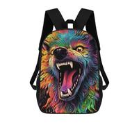 sinyumoney Rainbow Wolf Artwork Zaino Scolastico Per Bambini, Borsa Scolastica Stampata in 3D Per Ragazzi, Studenti Delle Scuole Elementari E Medie 17inch