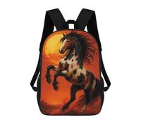 sinyumoney Rainy City Zaini Per Bambini, Borsa Scuola Stampato 3D, Zaino Per Bambini, Borsa Da Viaggio, Zaino Per Bambini, Borsa Da Scuola Per Bambini, Majestic Horse Rearing Under A Fiery Sky, 17"