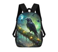 sinyumoney Raven on Mossy Branch with Butterflies Zaini Per Bambini Zaino Scolastico Borsa Scolastica Stampata in 3D Borsa Scolastica Per Ragazzi Studenti Delle Scuole Elementari E Medie 17inch