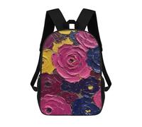 sinyumoney Red Cactus Flower Painting Zaino Scuola Per Bambini Stampato 3D, Ideale Per Viaggi E Libri, Pittura floreale astratta, 17"