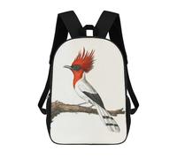 sinyumoney Red-Crested Bird Illustration Zaino Scolastico Per Bambini, Borsa Scolastica Stampata in 3D Per Ragazzi, Studenti Delle Scuole Elementari E Medie 17inch