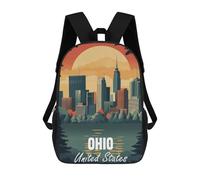 sinyumoney Red Fox Beer - Zaino per la scuola, per bambini con stampa 3D, per ragazzi e ragazze, zaino per la scuola, zaino da viaggio, Skyline dell'Ohio, 17"