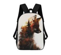 sinyumoney Red Fox Double Exposure Zaino Scolastico Per Bambini, Borsa Scolastica Stampata in 3D Per Ragazzi, Studenti Delle Scuole Elementari E Medie 17inch
