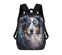 sinyumoney Red Panda Painting Zaino scolastico per bambini, 43 cm (17 pollici), Stampato 3D, Per ragazzi, Studenti delle elementari e del college, Collie Dog Painting, 17"