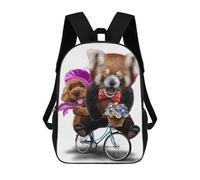 sinyumoney Red Panda with Poodle Dog Zaino Scolastico Per Bambini, Zaino Casual Da Viaggio Per Ragazzi E Ragazze, Zaino Da Giorno Di Grande Capacità 17inch