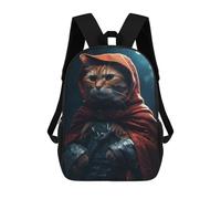sinyumoney Red Riding Hood Tabby Cat Zaino Scolastico Stampato in 3D Per Bambini, Zaino Scolastico Casual Alla Moda Per Bambini Studenti 17inch