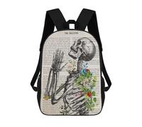 sinyumoney Red Tree Under Fiery Moon - Zaino scolastico stampato 3D, zaino casual per bambini, borsa scolastica stampata 3D, per ragazzi, scuola primaria e college, Praying Skeleton, 17"