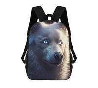 sinyumoney Regal Canine Elegance, Zaino scolastico con stampa 3D, grande capacità, ideale per viaggi, alla moda e casual, Magical Wolf Ritratto, 17"
