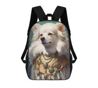 sinyumoney Regal White Canine in Ornate Attire Zaino Scolastico Per Bambini Stampato in 3D Per Bambini, Zaini Da Viaggio, Borse Per Libri Per Ragazzi, Studenti Delle Scuole Elementari 17inch