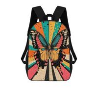 sinyumoney Retro Butterfly Art Abstract Butterfly Illustration in Bold Colors Zaino Per La Scuola Stampato in 3D Borsa Scolastica Per Ragazzi E Ragazze Zaino Per Bambini Zaino Da Viaggio 17inch