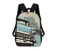 sinyumoney Retro Car Zaino Scolastico Alla Moda Per Studenti, Adatto A Ragazzi E Ragazze, Ideale Per Viaggi All'aperto E Attività Ricreative. 17inch