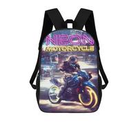 sinyumoney Retro Neon Motorcycle Zaini Stampati in 3D, Borsa Scolastica Casual Per Bambini, Borsa Scolastica Alla Moda Per Ragazzi, Studenti Delle Scuole Medie 17inch