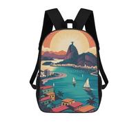 sinyumoney Rio De Janeiro Landscape Illustration Zaino Per Bambini Con Stampa 3D, Borsa Scolastica Per Ragazzi, Zainetto Casual, Borsa Divertente Per Bambini E Adolescenti 17inch