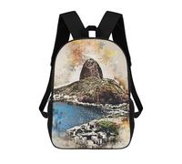 sinyumoney Rio in Watercolor Zaino Scolastico Per Bambini, Stampato in 3D, Borsa Scolastica Alla Moda, Borsa Scolastica Casual Per Ragazzi, Studenti Delle Scuole Elementari E Medie 17inch