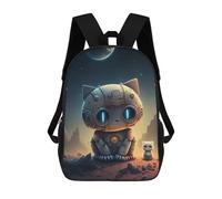 sinyumoney Robotic Cat on Mars -1 Zaino Scolastico Per Bambini Alla Moda Casual Zaini Per Bambini Stampati in 3D Borse Scolastiche Per Ragazzi Zaino Grande 17inch