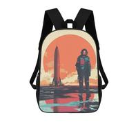 sinyumoney Rocket And AstronautZaino Scolastico Per Bambini, Zaini Stampati in 3D, Zaini Alla Moda Per La Scuola Elementare E Media Per Ragazzi. 17inch
