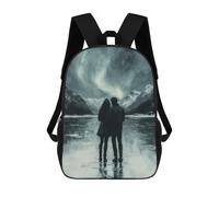 sinyumoney Romantic Northern Lights - Charcoal Art Zaino Scolastico Per Bambini, Borsa Scolastica Stampata in 3D Per Ragazzi, Studenti Delle Scuole Elementari E Medie 17inch