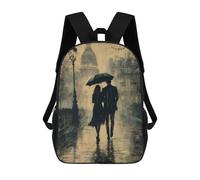 sinyumoney Romantic Rainy Walk - Charcoal Style Zaini Per Bambini Zaino Scolastico Borsa Scolastica Stampata in 3D Borsa Scolastica Per Ragazzi Studenti Delle Scuole Elementari E Medie 17inch