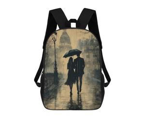 sinyumoney Romantic Rainy Walk - Charcoal Style Zaini Per Bambini Zaino Scolastico Borsa Scolastica Stampata in 3D Borsa Scolastica Per Ragazzi Studenti Delle Scuole Elementari E Medie 17inch