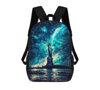 sinyumoney Ronaldo, Zaino per bambini, Zaino, Zaino, Borsa per libri, Zainetto Stampato 3D per ragazzi e ragazze, Lady Liberty Oil Painting, 17"