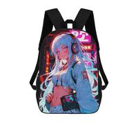 sinyumoney Ronaldo, Zaino per bambini, Zaino, Zaino, Borsa per libri, Zainetto Stampato 3D per ragazzi e ragazze, Music Neon Woman, 17"