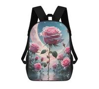 sinyumoney Rose Moon Reflections Zaino Scolastico Stampato in 3D Zaino Scolastico Per Bambini Zaini Scolastici Zaini Da Viaggio Borsa Casual Alla Moda Per Bambini Studenti Scolastici 17inch
