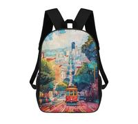 sinyumoney Rotterdam Zaino scolastico per ragazze e ragazzi, zaino con tasca, zaino alla moda per bambini, San Francisco Art, 17"