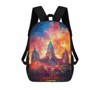 sinyumoney Rotterdam Zaino scuola per ragazze zaino casual leggero per bambini e ragazze, ideale per studenti delle scuole superiori, Angkor Wat Art, 17"