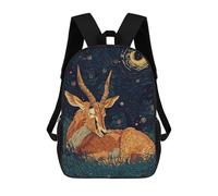 sinyumoney Rottweiler Dog Zaino per bambini, Zaino per bambini con stampa 3D per ragazzi e adolescenti, Resting Antelope Under Starry Night, 17"