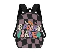sinyumoney Rottweiler Nero Ritratto Zaini Stampati 3D Per Bambini, Borse Da Scuola Alla Moda Per Ragazzi Borse Da Viaggio Borse Scuola Scuola Scuola Studenti, Spooky Babe Halloween, 17"
