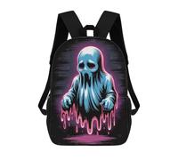 sinyumoney Sad Blue Ghost with Pink Drips Stampa Zaino Per Bambini, Borsa Scolastica Per Adulti E Bambini, Zaino Da Viaggio Per Tutti I Giorni 17inch